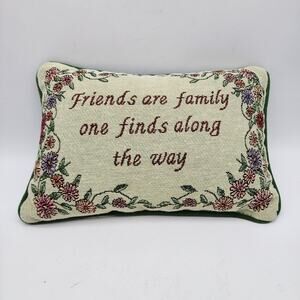 Friends Are Family Woven Word Pillow Tapestry Decorative Cottage Decor 11x8